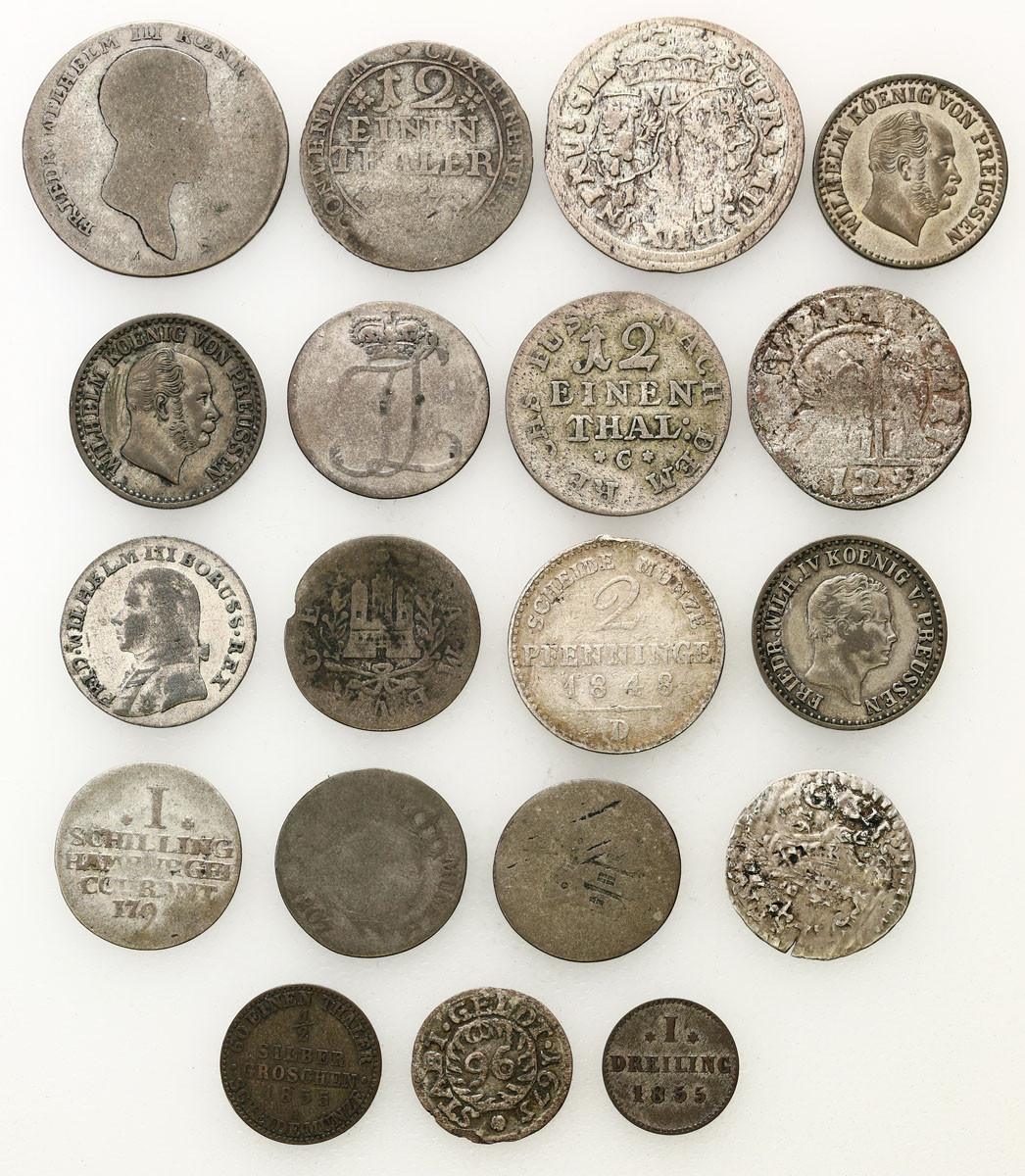 Niemcy, Prusy, zestaw 18 monet, srebro